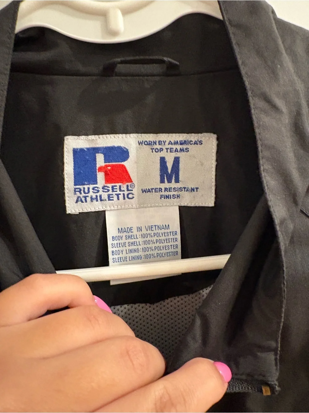 Russell Athletic Black Windbreaker with Yellow Logo